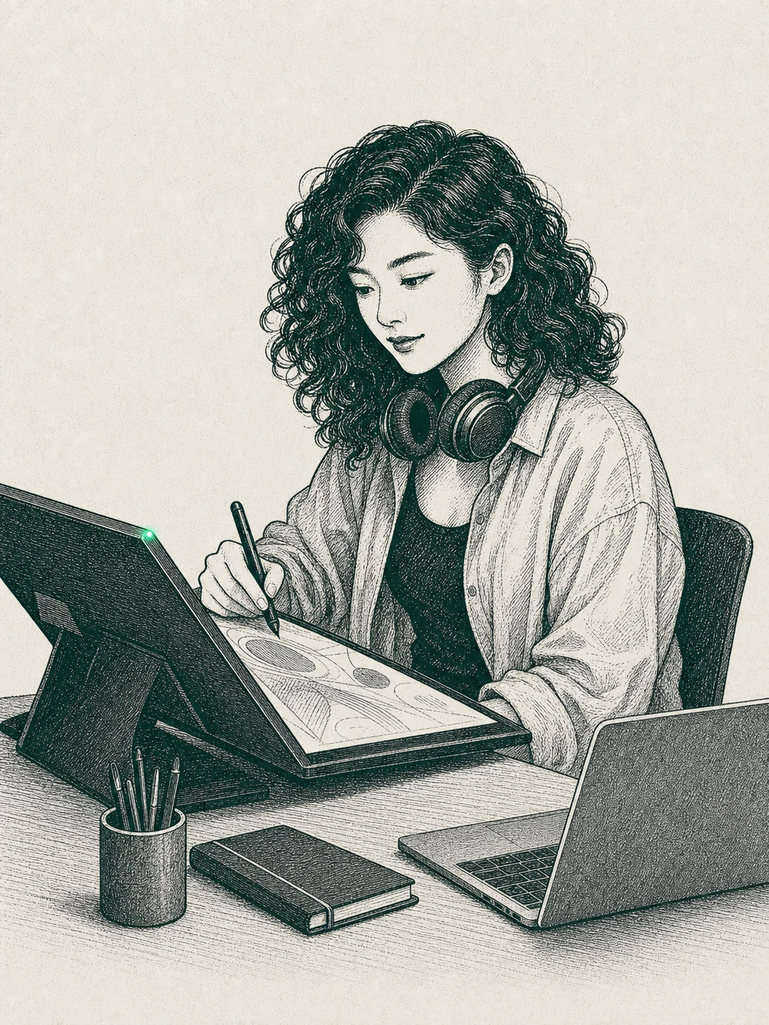 クリエイターが働く様子を象徴するイラスト